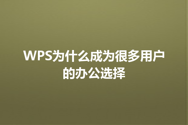 WPS为什么成为很多用户的办公选择 三